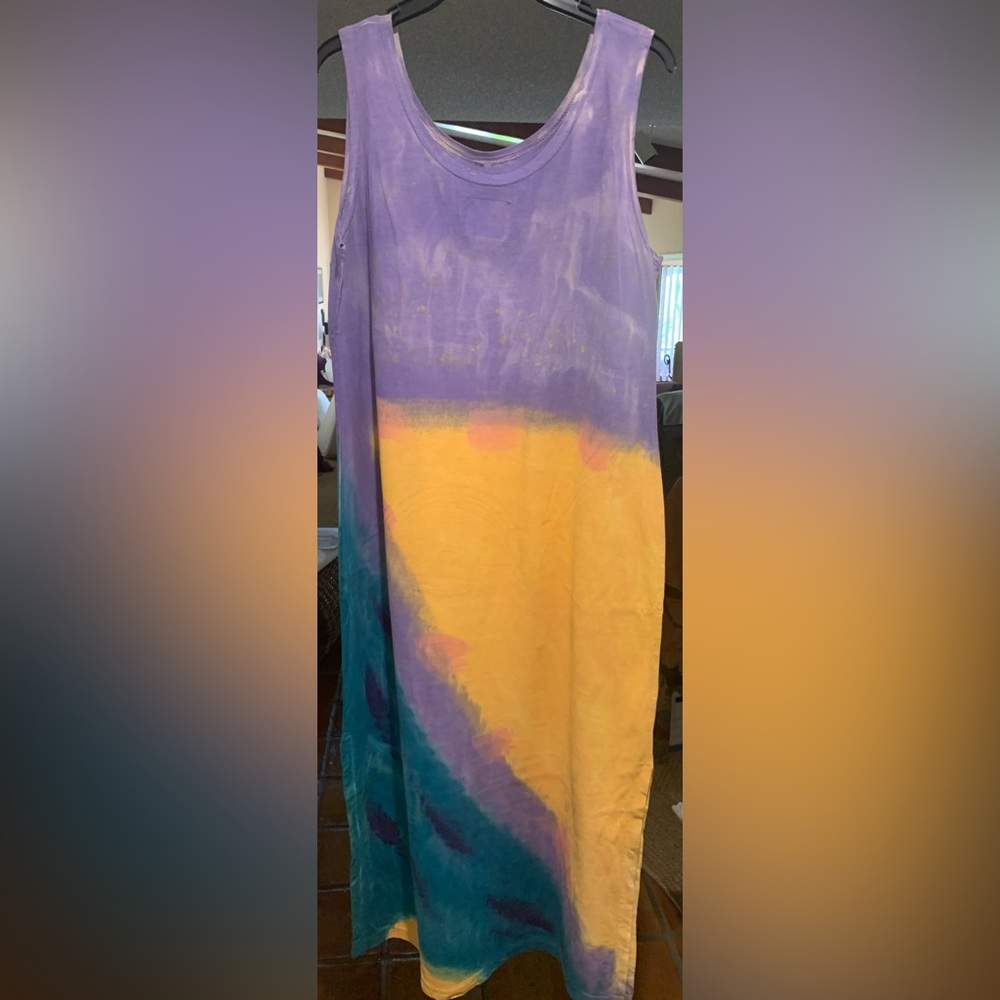 St. John Hand Painted Dress, Cottton, Size Large
